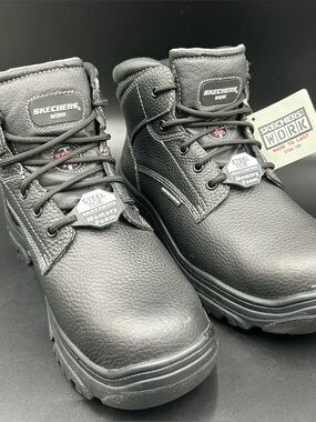 Skechers Work Steel Toe Boots Mens 11 Black EH Slip Resistant NEW